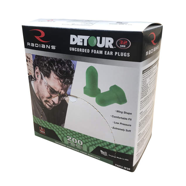 Radians Detour® 32 Disposable Foam Earplug Products Box of 200